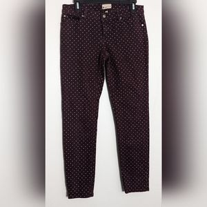 Roxy denim maroon jeans with white circles size 7/28
